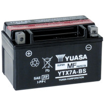 Akku YTX7A-BS, YUASA 12V/6Ah, mukana happopatruuna